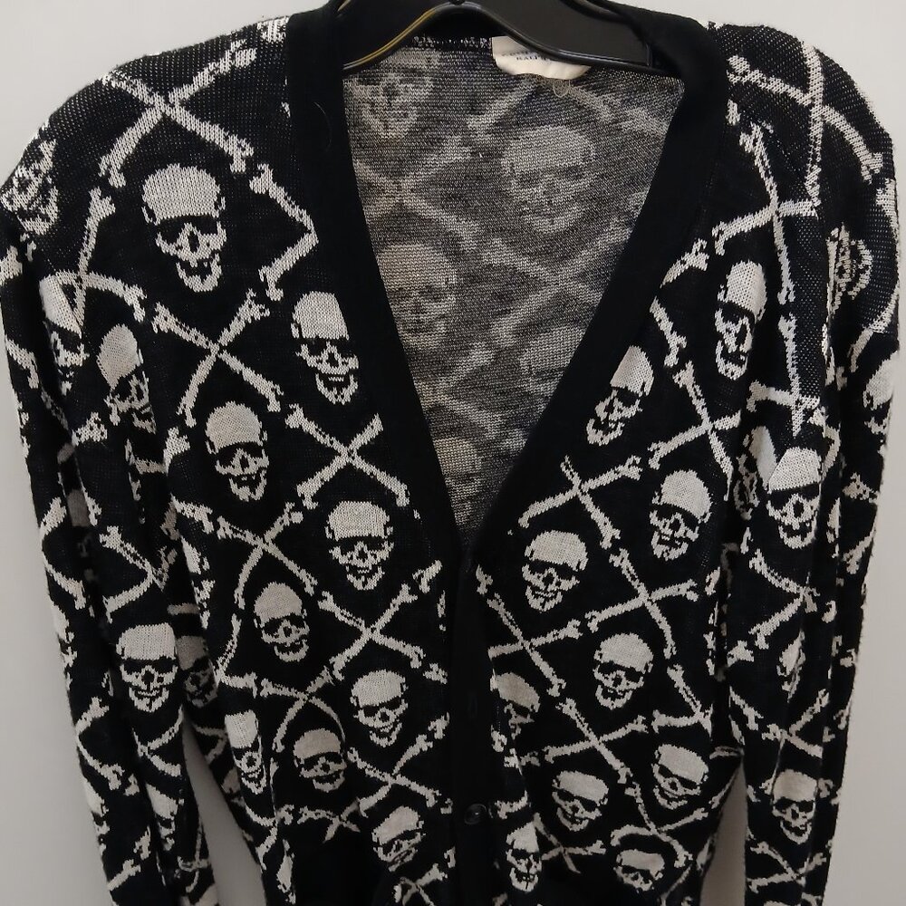Original Chic Black and White Skull Cardigan Sweater